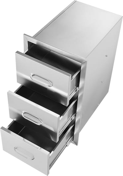 VEVOR Ladekast buiten Bbq drievoudige lades 40 x 72,5 x 52,5 cm Rvs