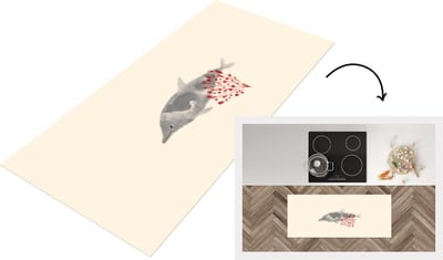 Keukenloper - Loper keuken - Vis - Waterplanten - Aquarel - 120x50 cm - Keukenloper vinyl