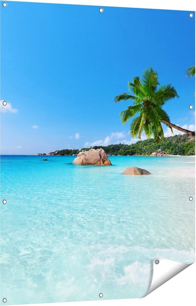 Gards Tuinposter Tropisch Strand en Zee - 90x120 cm - Tuindoek - Tuindecoratie - Wanddecoratie buiten - Tuinschilderij