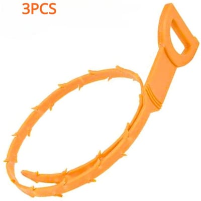 10/5/3PCS Déboucheur de Drainage Douche Nettoyer l'Évier Serpent Accessoires de Salle de Bain Blocage de Cheveux Déchets Égouts Outils de Dragage orange