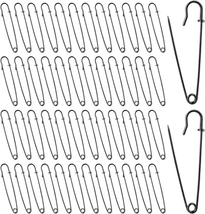 Veiligheidsspelden - Grote borgpinnen - Ambachten en kleding - Zwaar metaal - 100 mm 50 stuks - Zwart