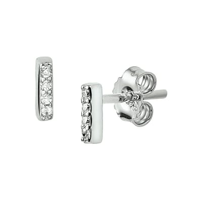 TFT Oorknoppen Balkje Zirkonia Zilver Gerhodineerd Glanzend 5.5 mm x 1.5 mm