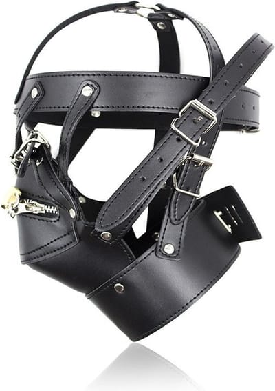 PU leren hoofdmasker met mondrits