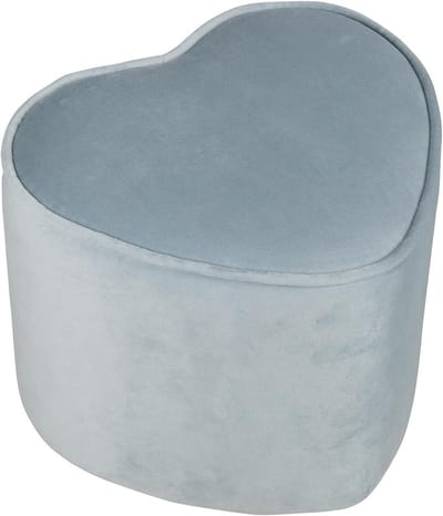Kinder Poef - Zitje Hart - Spelen en Rusten - Zacht Fluweel - 30x27 cm - Lichtblauw