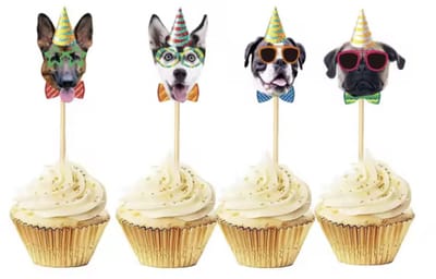 Honden cupcake toppers - Honden cocktailprikkers - Cocktailprikkers met print - 12 stuks - CHPN