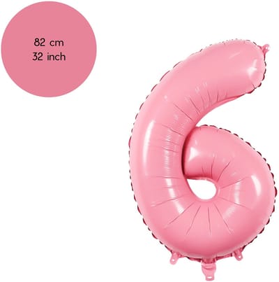 Cijfer Ballonnen - Nummer 6 - Roze - 82 cm - Helium Ballon - Fienosa- Leeftijd verjaardag - Verjaardagsballon - Verjaardag