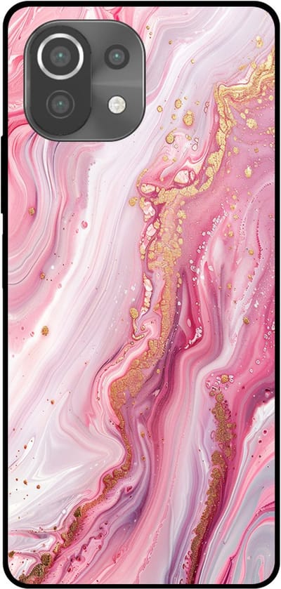 Smartphonica Telefoonhoesje Geschikt voor Xiaomi Mi 11 Lite met marmer opdruk - TPU backcover case marble design - Roze geschikt voor Xiaomi Mi 11 Lite