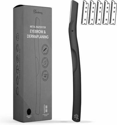 Bamboozy Metalen Dermaplaning 6x Diep Zwart Unisex Wenkbrauw Scheermesje Mesje van Metaal - Scheermes Gezicht Intieme Streek - Baard Bakkebaarden Donshaartjes Scheren Contouren