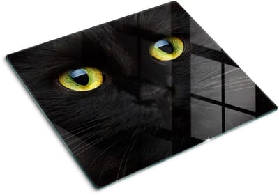 Tulup Glazen Snijplank - Geel Kattenogen Snijplank van Glas - 60 x 52 cm - UV Gelaagd Glas Serveerplank - Snijplank van Glas - Dienblad - Snijplank Glas - Keukenbenodigdheden