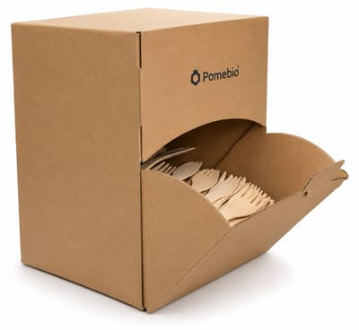 Pomebio houten spork - 500 stuks houten spork in dispenserbox - 160 mm