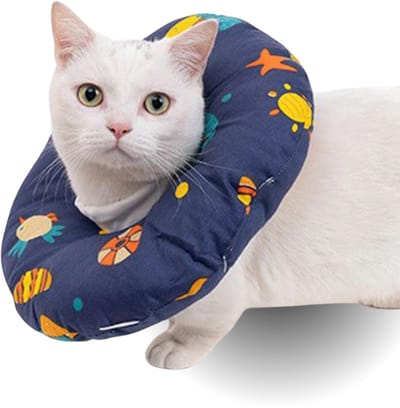 Verstelbare Beschermkraag voor Katten en Konijnen | Kleine en Grote Katten | Eilandleven | Comfortabele Medische Kraag | Met Trekkoord | voor Wondbescherming en Herstel na Operatie | Kattenkraag Maat S