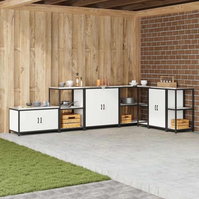 vidaXL - Keukenplankeenheid - HATTEM - Wit - 60 - x - 50 - x - 92 - cm - Staal