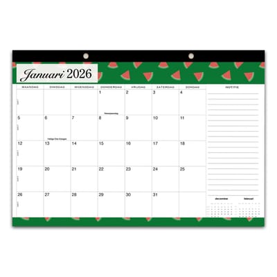 Huurdies® Kalender 2026 – 18 Maanden Bureauplanner & Wandkalender – A3 Formaat (42x30 cm) – Met Weeknummers, Feestdagen & Notities – Januari 2026 t/m Juni 2027