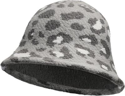 Haarsoires Bucket Hat Hoedje – Panterprint - Soft – One Size – Grijs Wit - Vissershoedje - voor Dames & Heren