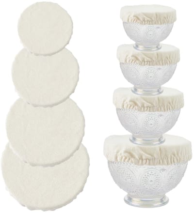 Dailygoods- Hoezen Set van 4 - Herbruikbare Komhoezen - Elastische Afdekkingen - Canvas - Diverse Maten 10/15/18/20 cm - Duurzaam en Praktisch