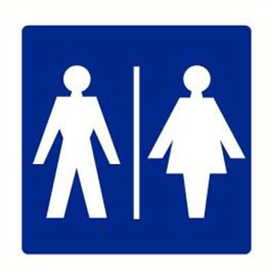 Gezamenlijk toilet sticker, blauw 150 x 150 mm