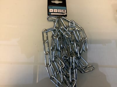 Qlinq. Schakel ketting verzinkt 4.0 x 32 mm. 2 meter. 80 kilo draagkracht.