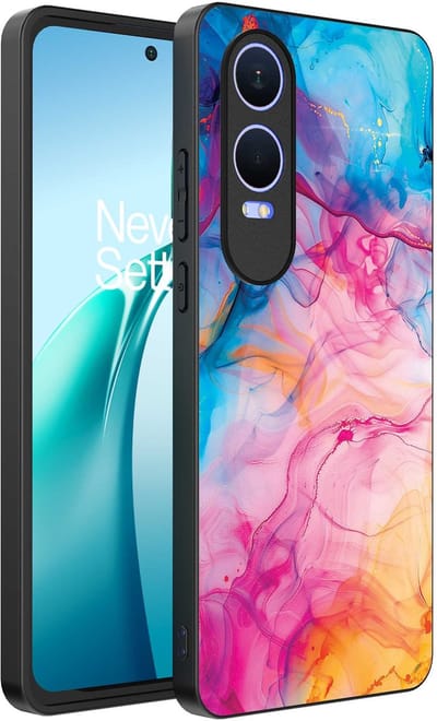 Smartphonica Telefoonhoesje Geschikt voor OnePlus Nord CE 4 Lite met Regenboog Acryl Marmer Opdruk - TPU Backcover Case Rainbow Acrylic Marble Design geschikt voor OnePlus Nord CE 4 Lite