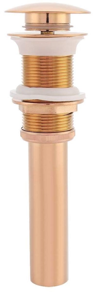 Dailygoods - Duw Open Gootsteenafvoerklep - Pop-up Afvoer - Chroom Afvoerfitting - Rose Goud - Geschikt voor Gootsteen en Wastafelmeubel - G1 1/4"