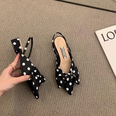 Wave Point Bow Roman Baotou Sandalen Fairy Wind Ondiepe Mond Met Puntige Achterkant Enkele Schoenen Dames Sandaal 35 gray