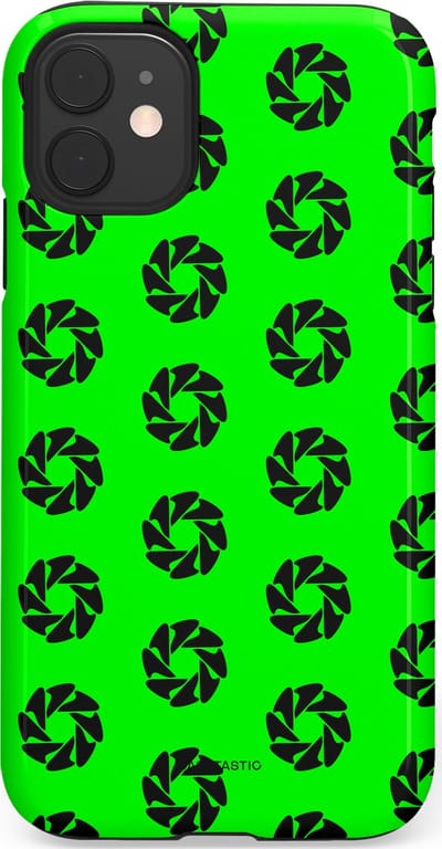 Casetastic hoesje geschikt voor Apple iPhone 11 - Dubbellaagse bescherming - Neon Groene Cirkels - Fashion Case - Groen Zwart