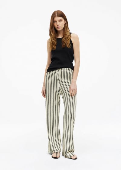 s.Oliver - female - Gestreepte broek met wijde pijpen in een gebreide look
