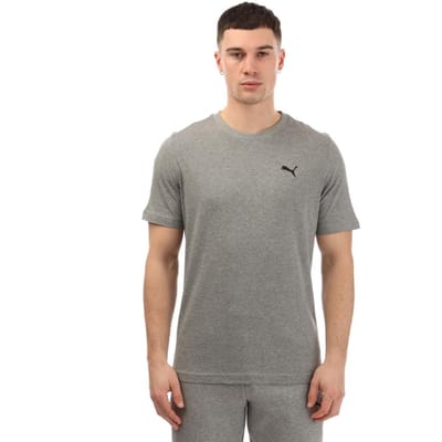 Puma Heren Essentiële Kleine Logo Katoenen Korte Mouwen T-Shirt (Grijs)