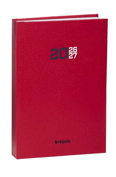 Brepols agenda 2026-2027 - Prevision COLLEGE - Schoolagenda - 1 week op 2 pagina's - Gekartonneerde omslag - Weekoverzicht - Rood - 17.1 x 22 cm