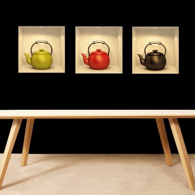 Sticker met 3D-effect, theepotontwerp, 30 x 90 cm