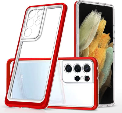 Hoesje Geschikt Voor Samsung Galaxy S20 Ultra hoesje transparant cover met bumper Rood - Ultra Hybrid hoesje Hoesje Geschikt Voor Samsung Galaxy S20 Ultra case