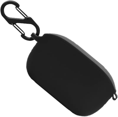 Schokbestendige Silicone Hoes voor Draadloze Oordopjes, Beschermende Case met Sleutelhanger voor JBL Wave 100 TWS (Zwart)