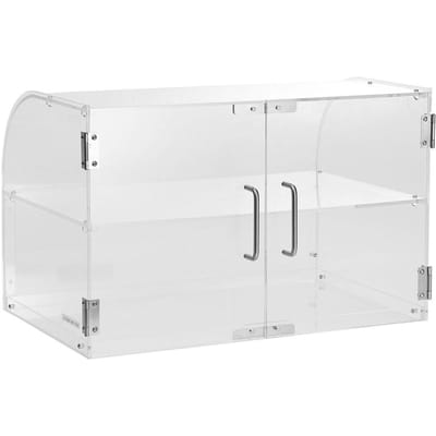 Gebakvitrine, 2-laags Commerciële Aanrecht Bakkerij Display Vitrine, Acryl Display Doos met Toegang via Achterdeur & Verwijderbare Planken, Houd Vers voor