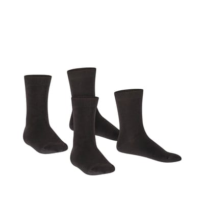 FALKE Happy 2-Pack eenkleurig katoen multipack sokken kinderen zwart - maat 23-26