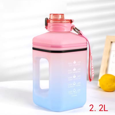 Waterfles - Waterfles - Sportwaterfles - Grote waterfles - 2,2 L - Watertemperatuur lager dan 60 graden - Gradiënt Roze
