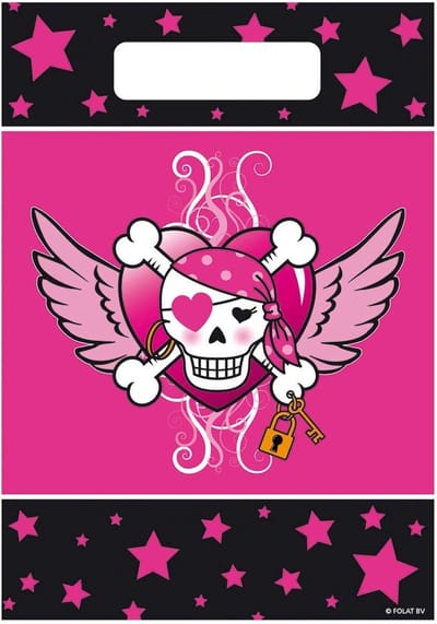 Uitdeelzakjes Pink Pirate Girl - 8 stuks