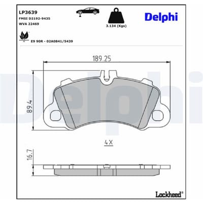 Remblokset DELPHI LP3639, voor