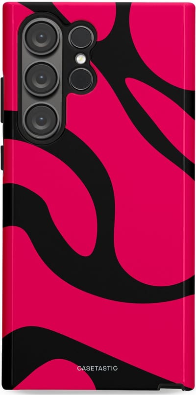 Casetastic hoesje geschikt voor Samsung Galaxy S23 Ultra - Dubbellaagse bescherming - Zwart Roze Mamba Golven - Fashion Case - Roze Zwart