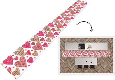 Keukenloper - Keukenmat - Meisje - Hart - Love - Patronen - 400x50 cm - Keuken vloerkleed
