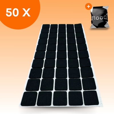 FLOOQ Anti Kras Zelfklevend Meubelvilt Zwart - 50 stuks - Vierkant - 2,0 x 2,0 cm - Voor Meubels