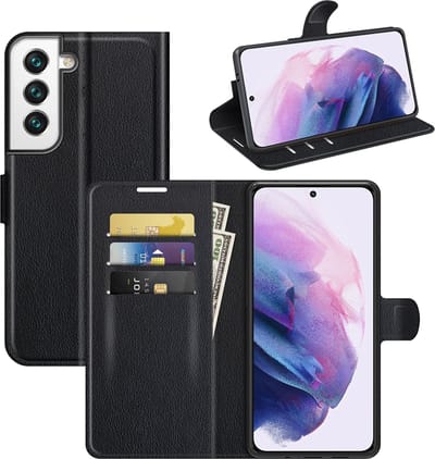 MobyDefend Hoesje - Geschikt voor Samsung Galaxy S22 - Kunstleren Wallet Book Case (Sluiting Voorkant) - Zwart