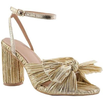Zomer Nieuwe Hoge Hakken Speciaal Materiaal Grote Vlinderknoop Dames Enkelband Chunky Hakken Feestschoenen Sandalen 35 beige