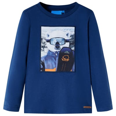 vidaXL - Kindershirt - met - lange - mouwen - 92 - jeansblauw