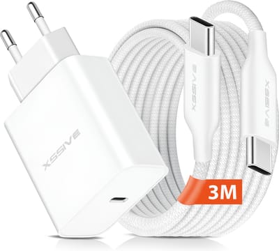 25W Super Fast Charger met USB C naar USB C Kabel 3 Meter - Snellader - Geschikt voor Samsung S24, S23, S22, S21, S20 etc.,