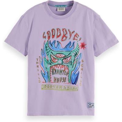 Scotch & Soda Boy Skate-fit Snow-washed T-shirt With Front Artwork Bright Taglia: 4 | T-shirt Outlet | kids | Bianco