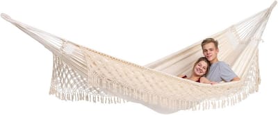Elegante Premium Jacquard Boho Hangmat 250x160 cm - Tot 200 kg - Wit