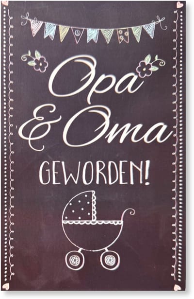 Opa & Oma Geworden - Geboortekaartje Kleindkind Wenskaart - 12 x 17 cm - gevouwen kaart Inclusief envelop