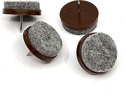 Meubel -/ stoelglijder vilt met nagel 20mm bruin set 4 stuks - stoelpoot - meubelglijder
