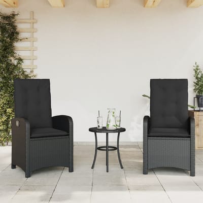 vidaXL - 3-delige - Bistroset - met - kussens - poly - rattan - zwart