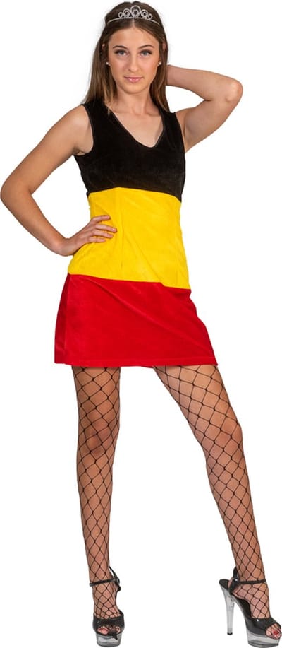 Jurk Dame België Zwart-Geel-Rood