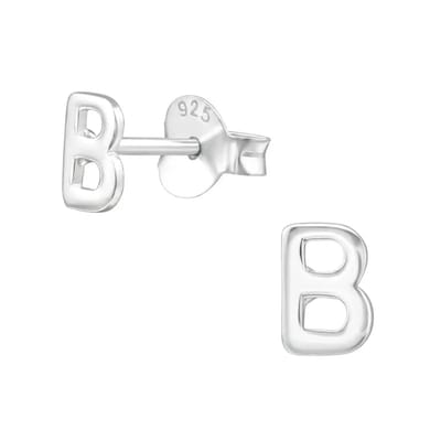 Aramat Jewels | Oorbellen | Stijlvolle Zilveren Initiaal Oorbellen | B-5x3mm | |4mm | Zilver | Kinderen | Verkleurd niet